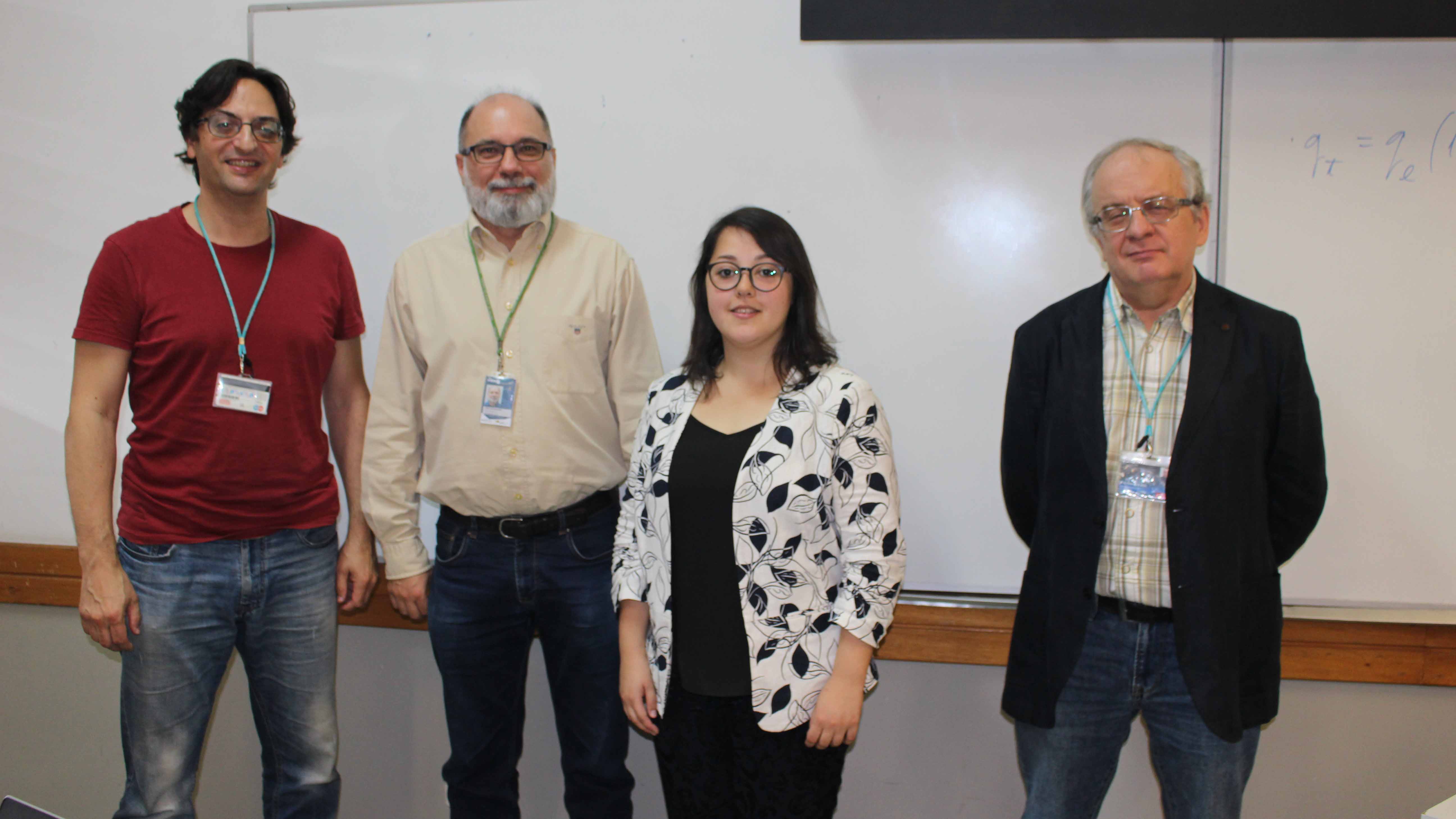 Master Sabriie Vatansever and the evaluation panel for her dissertation. From left to right: Professor Pedro Pires, Professor João Rodrigues, Master Sabriie Vatansever and Professor José Mesquita.