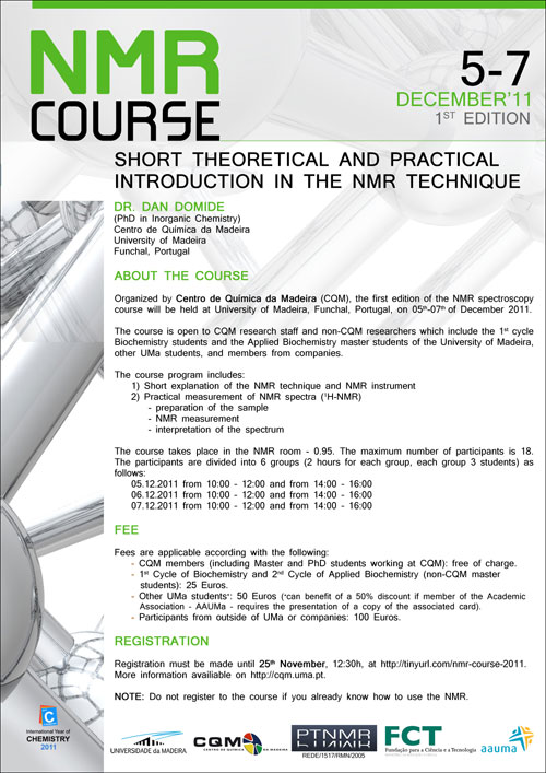 1st CQM NMR Course Poster
